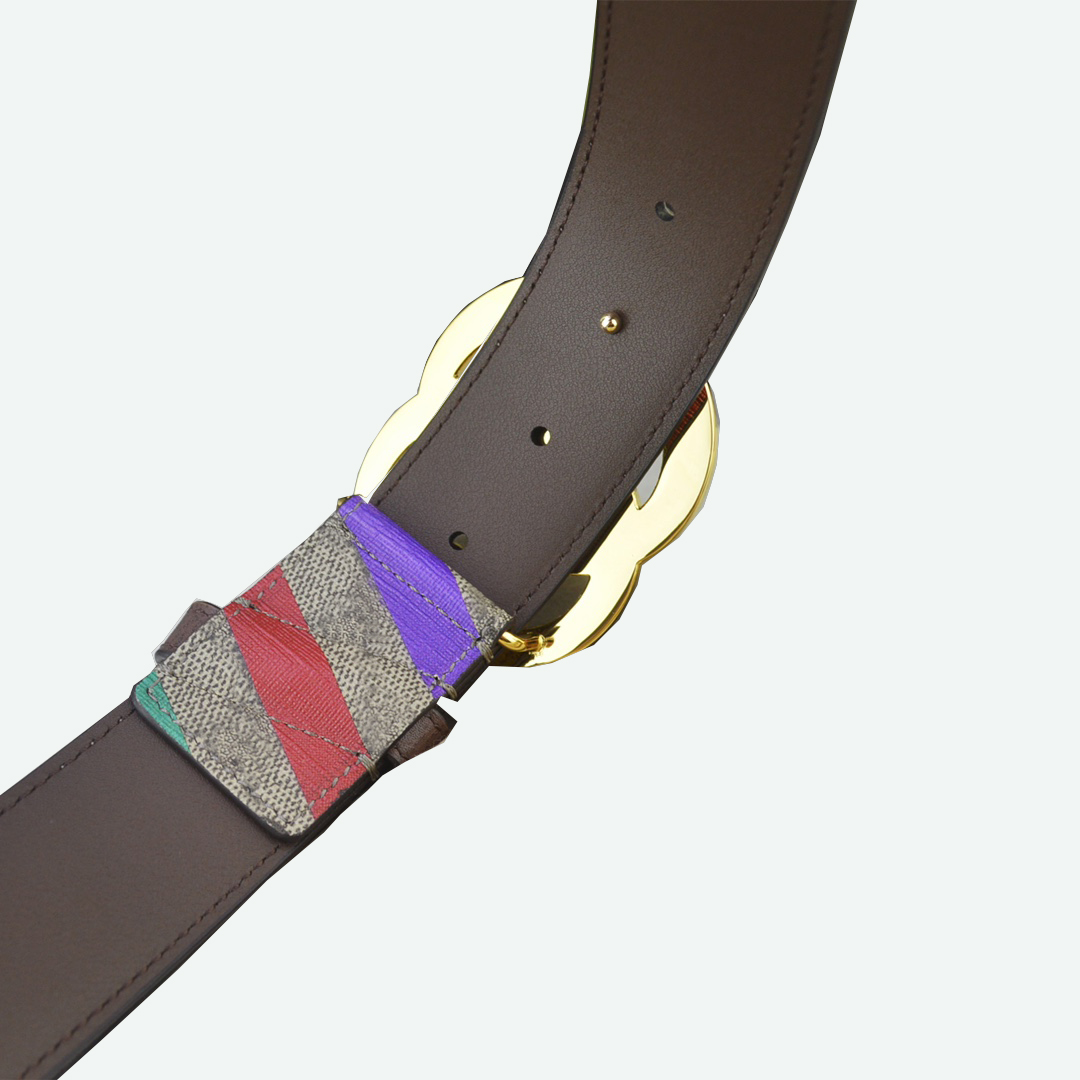 Luxury Designer Belt 4.0cm Classic Business Casual Men's Striped Belt in Beige and Ebony Canvas Combination Interpret Modern Fashion Style Double G buckle