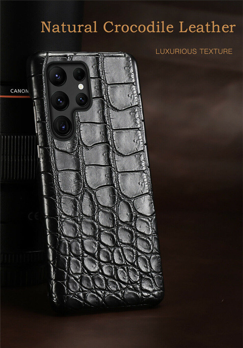 Casos de couro de crocodilo genuíno para Samsung S23 Ultra S22 S21 Retro Alligator Belly Skin Armour Tampa