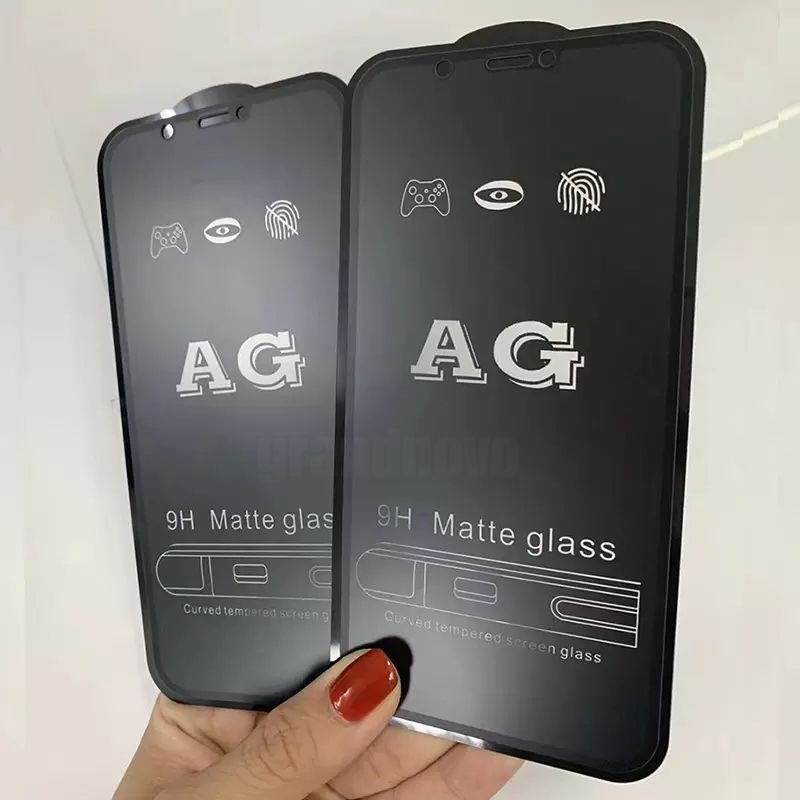 Ag Matte 9h härdat glasskärmskydd för iPhone 15 14 13 12 11 Pro Max Anti-Fingerprint Film för iPhone XS Max XR X 8 7 6S Plus