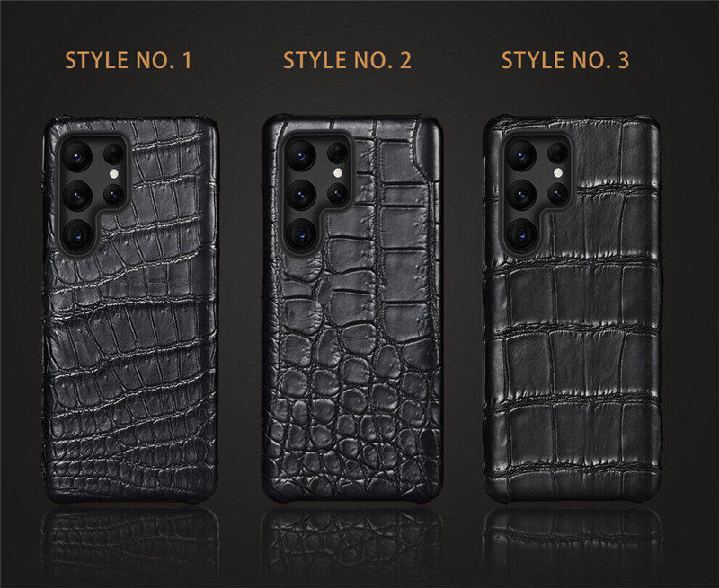 Casos de couro de crocodilo genuíno para Samsung S23 Ultra S22 S21 Retro Alligator Belly Skin Armour Tampa