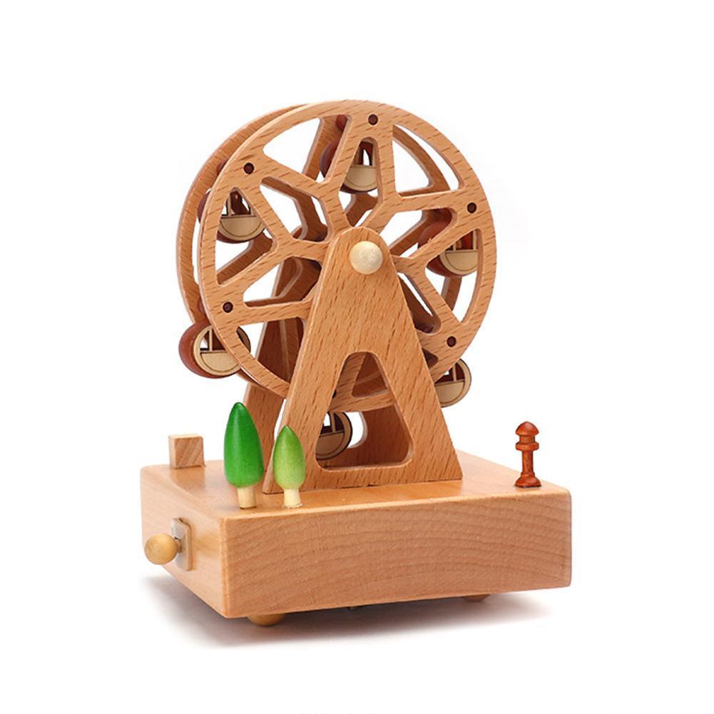 Dekorativa föremål Figurer Innovativa Ferris Wheel Birthday Cake Shaped Wood Music Box Toy Decoration Söt Julklapp till barn 220930