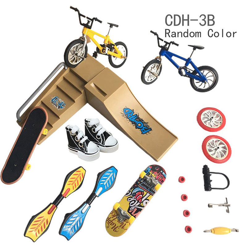 Finger Toys Two Wheel Scooter Deck BMX Tip Board Chaussures Mini Rampe Skateboard Finger Skate Board Vélo Set Enfants Cadeaux 220930