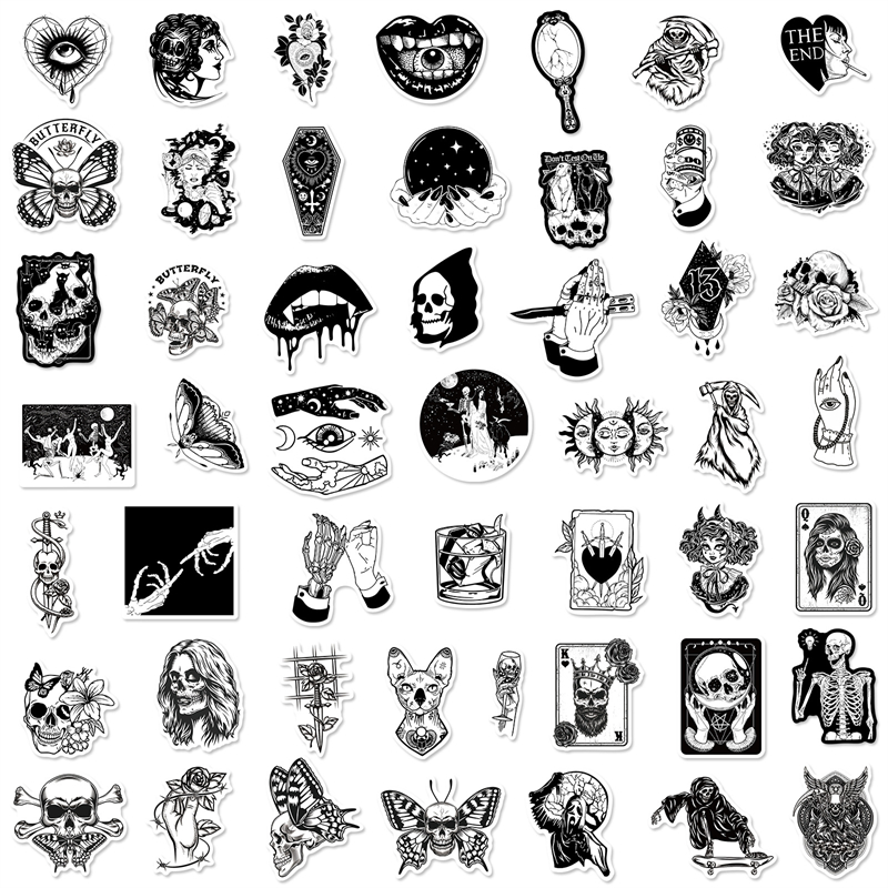 Gothic Stickers Cool Horror Cartoon Teen Gifts Vinyl Waterproof for Water cup