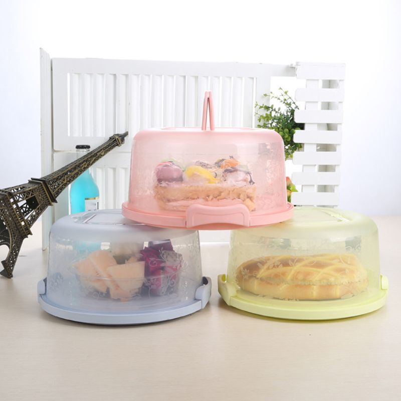 Bouteilles De Stockage Bocaux Boîte À Gâteau Ronde En Plastique Avec Poignée Cas Anniversaire Fête De Mariage Conteneur Dessert Pâtisserie Couverture Titulaire 220930