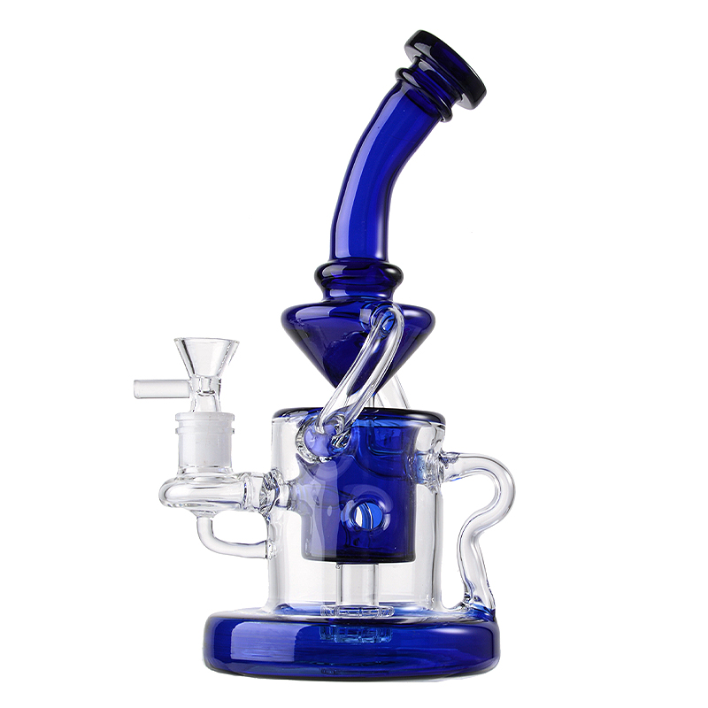 Disponibile Tornado Recycler Bong Klein Perc Narghilè Tubi l'acqua in vetro inebrianti Tubi fumatori colorati Base pesante Dab Rig con ciotola giunto da 14 mm