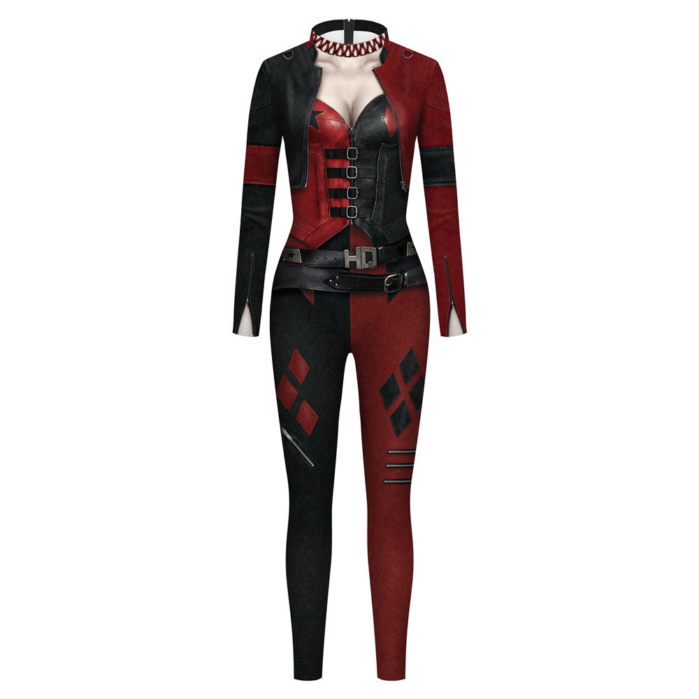 Kobiety Jumpsuits Rompers Fccexio The Party Series Cosplay Policewoman Drukuj długie rękawy seksowne kobiety chude elastyczne body 220929