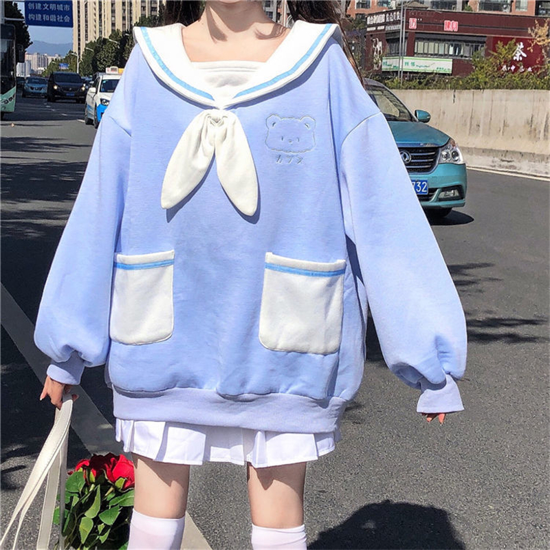 女性のパーカースウェットシャツ日本のプレッピースタイル