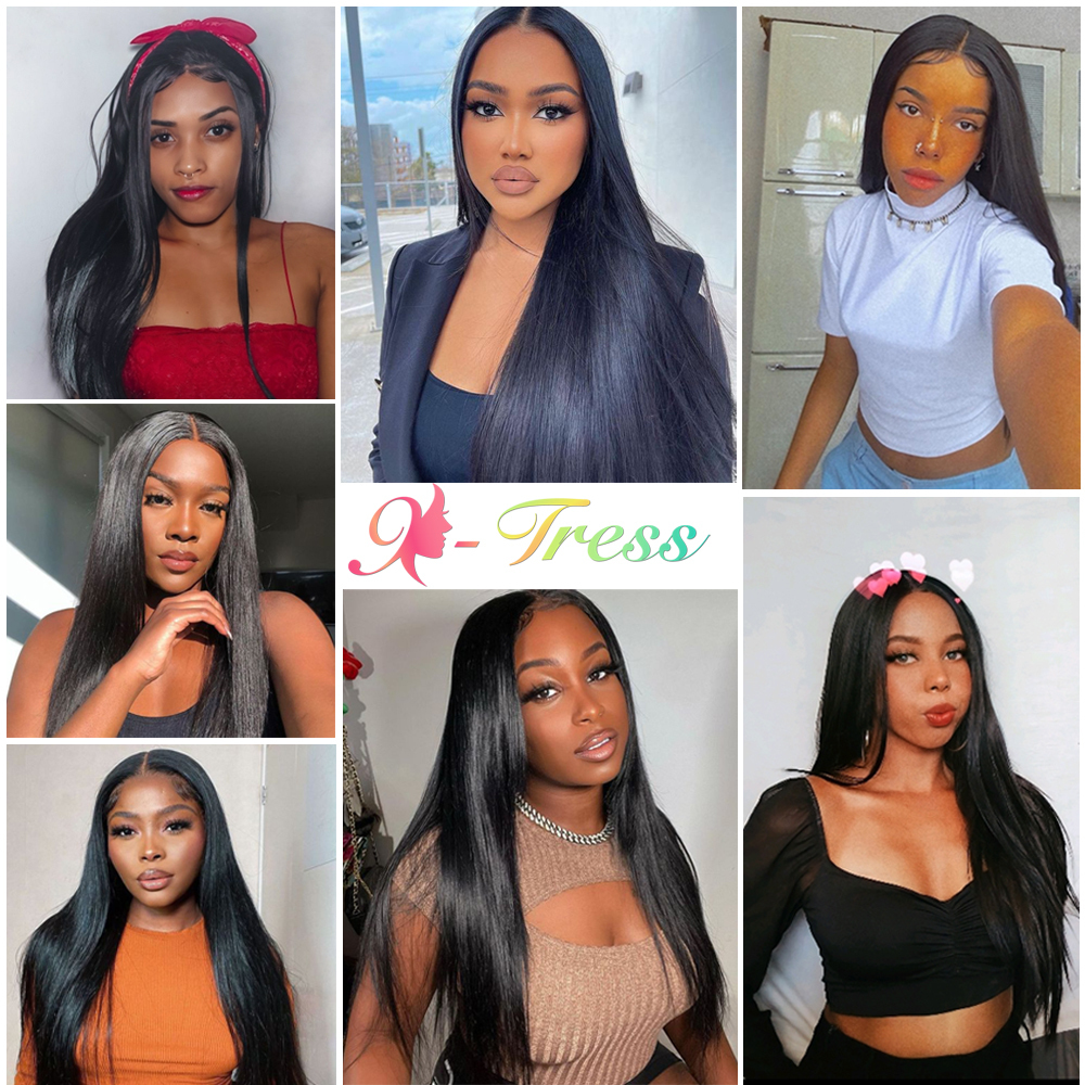 Lace Wigs Synthetic Front for Black Women Natural Color Long Yaki Straight Middle Part Wig Heat Resistant Fiber XTRESS 220930