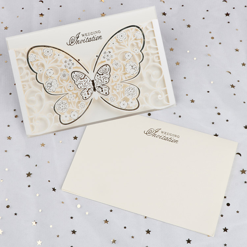 Cartões de felicitações Butterfly Hollow Laser Cut Invitation Flora Flora de decoração personalizada Festa 220930