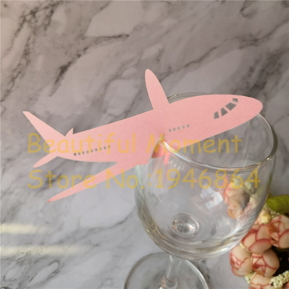 Biglietti d'auguri Laser Cut Air Plane Shape Table Name Place Wine Cup Paper Wedding Party Decoration Favor Vari colori 220930