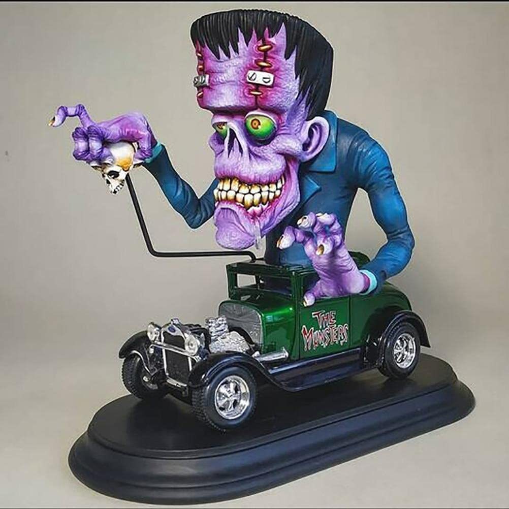 Party Dekoration Angry Big Mouth Monster Driving Statue Rat Fink Halloween Figuren Harz Handwerk Skulptur Home Decor Ornament 22235G