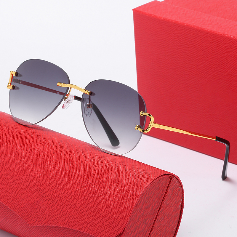 Lunette de Soleil Sonnenbrille Herren Designerbrille UV400 rahmenlos schwarze Gläser Gold Silber Beine Originalverpackung Reisebrille buffa245n