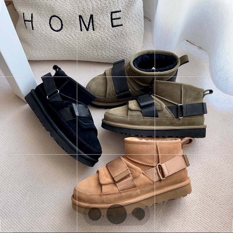 Winter Warm Boot Designer Woman Australia Snow Boot Classic Mini Buckle Motorcycle Ankle Booties For Women EU44