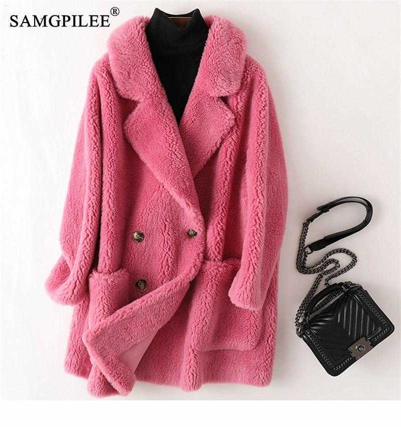 Faux Fur Coat Real REAL HISTRIALS Australian Womens Wool S Shicay Warm Warm Lose Large Large Outwear Winter for Women Y2209