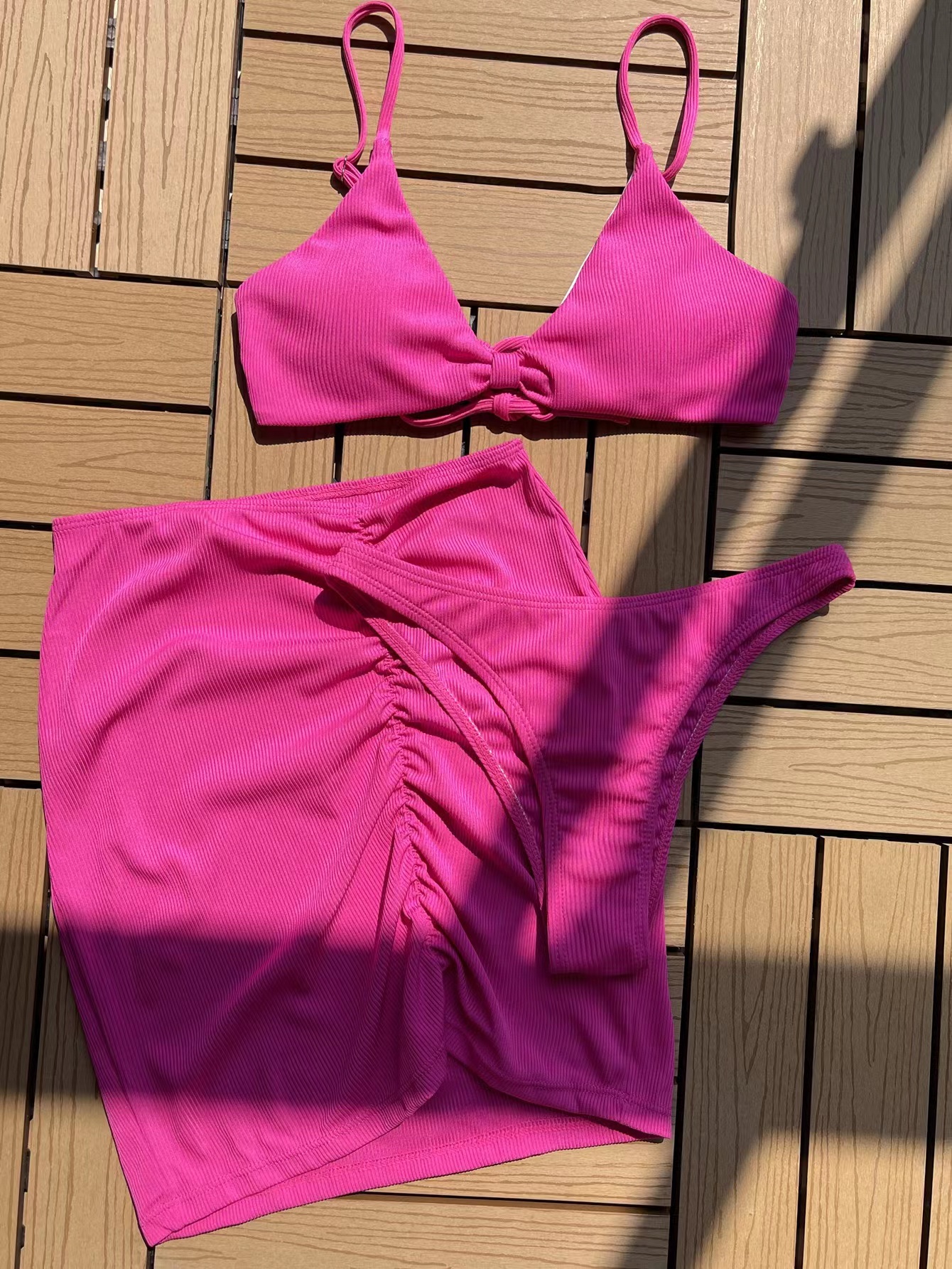3 szt. Żebrowane spódniczką bikini żeńskie stroje kąpielowe kobiety stroje kąpielowe trzyczęściowe bikini kostium kąpielowy