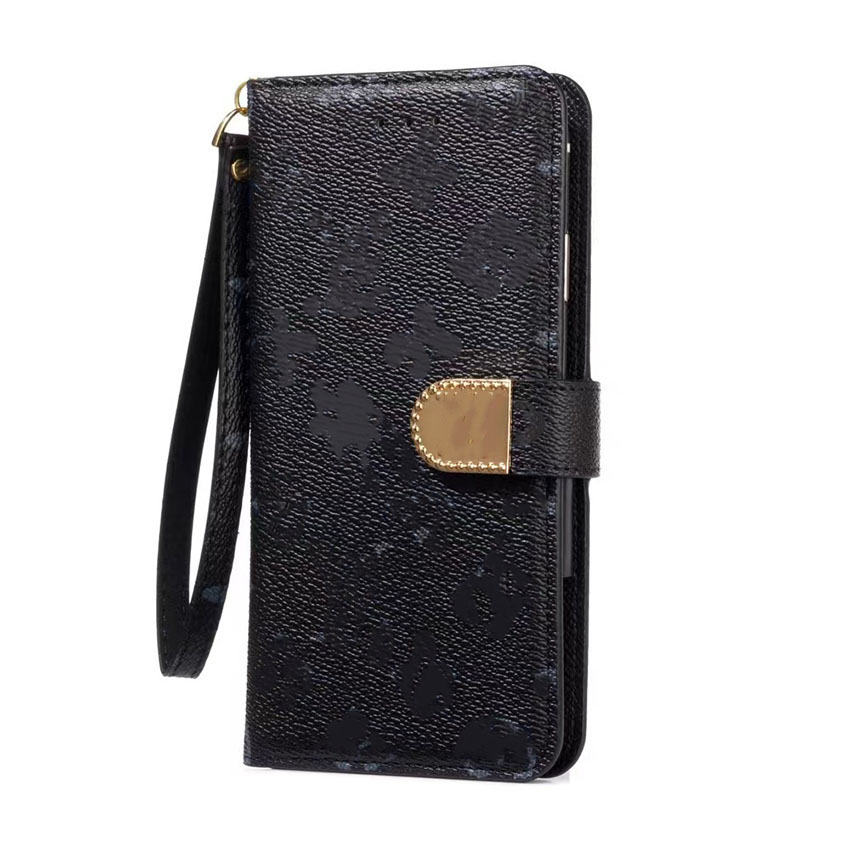 Modedesigner Telefonfodral för iPhone 13 11 Pro Max 12 Mini Flip Wallet Pu Leather Intryck Blomma Celltelefonskal Back Cover X X9154088