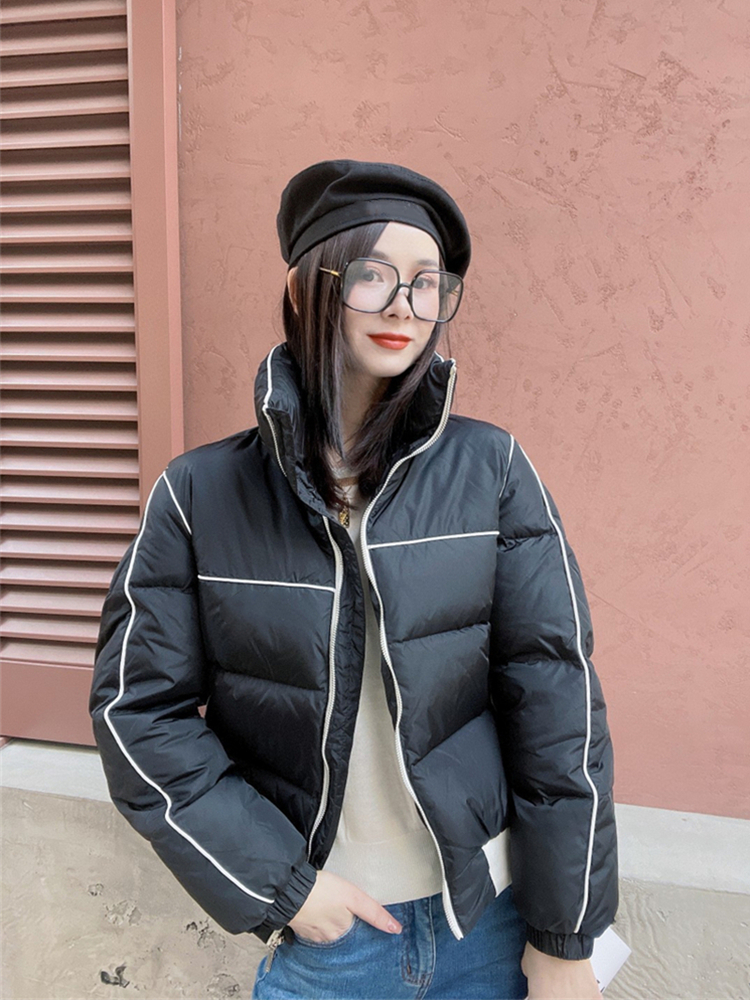 Womens Down Parkas Women Fashion Winter Inverno de alta qualidade Jackets Stand Up Collar Block Bomber Down Coats Roupas casuais 220930