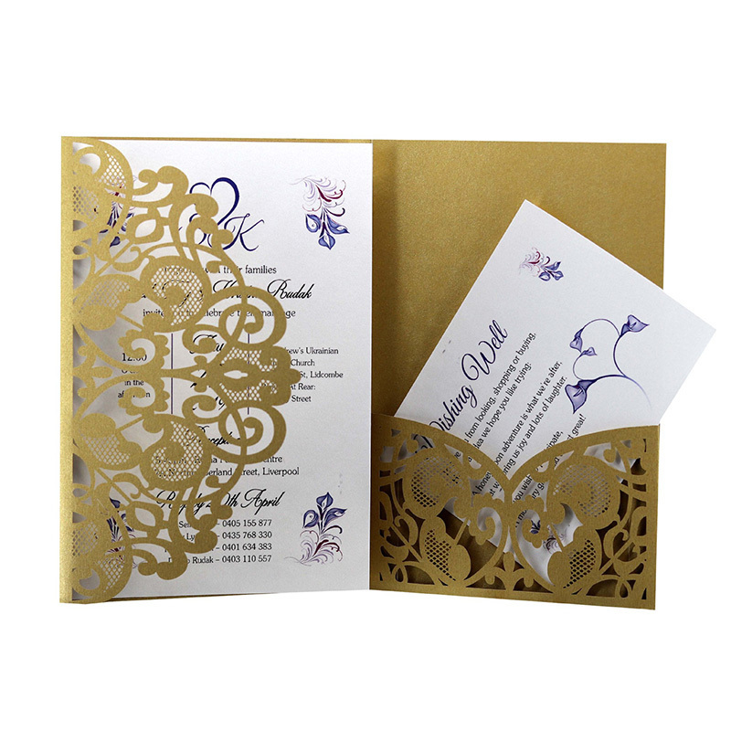 Cartes de voeux Invitation de mariage élégante découpée au laser Personnaliser les affaires avec RSVP Decor Party Supplies 220930