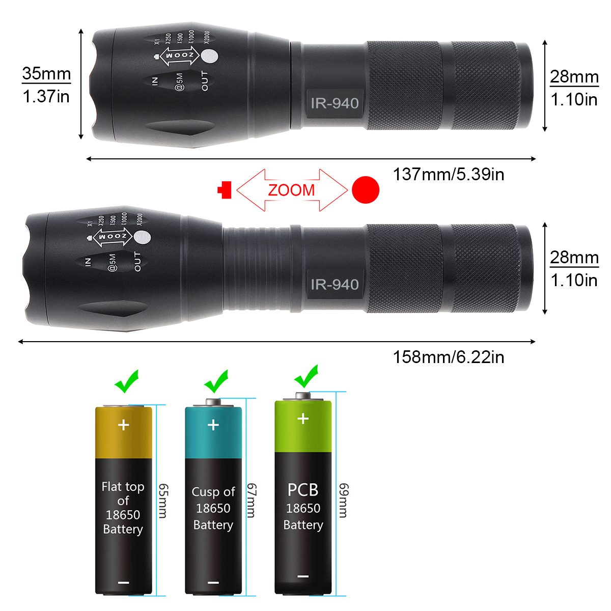 Zaklampen fakkels led tactische ir zaklamp 1000 lumen zoomable focus 940 nm 850 nm fakkel infrarood licht jacht fakkels nachtzicht voor camping 220930