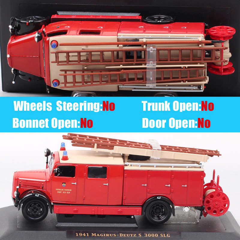 Diecast Model Car Kids 1/43 Skala 1941 Magirius Deutz S3000 SLG Germany Fire Truck Engine Lastder Lorry Diecasts Toy Vehicles Car Models Replica 220930