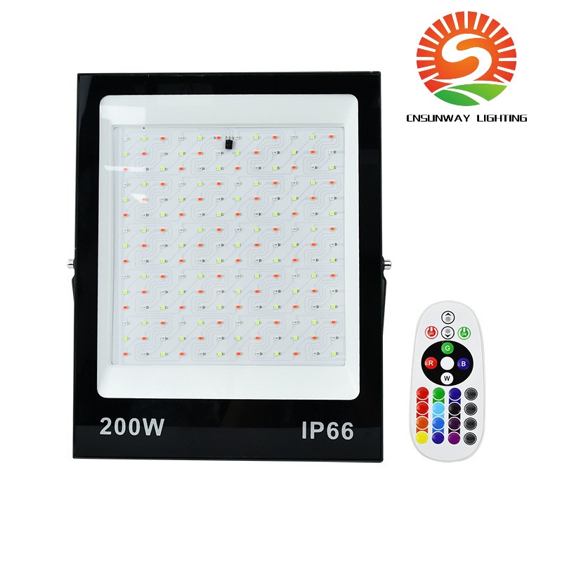 CNSUNWAY 30W 50W 100W 200W LED RGB FloodLights With Remote SMD2835 LEDs Outdoore Waterproof Garden Home Decorative Lights