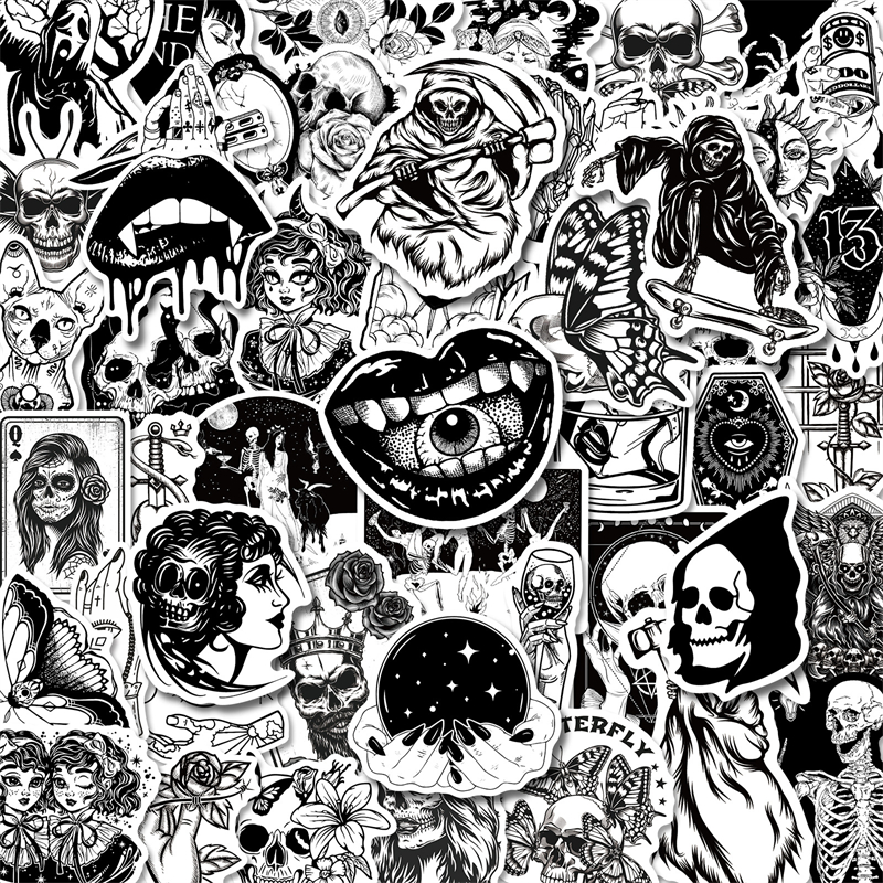 Gothic Stickers Cool Horror Cartoon Teen Gifts Vinyl Waterproof for Water cup