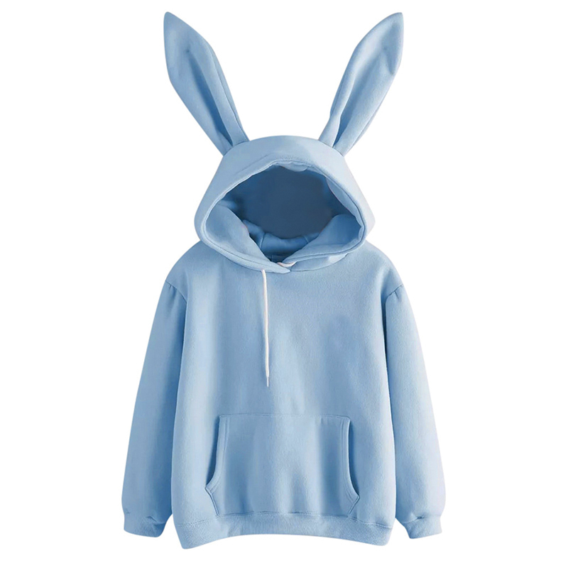 Kvinnors hoodies tröjor Autumn Winter Kawaii Rabbit Ears Fashion Hoody Casual Colors Solid Color Warm Sweatshirt för 220930