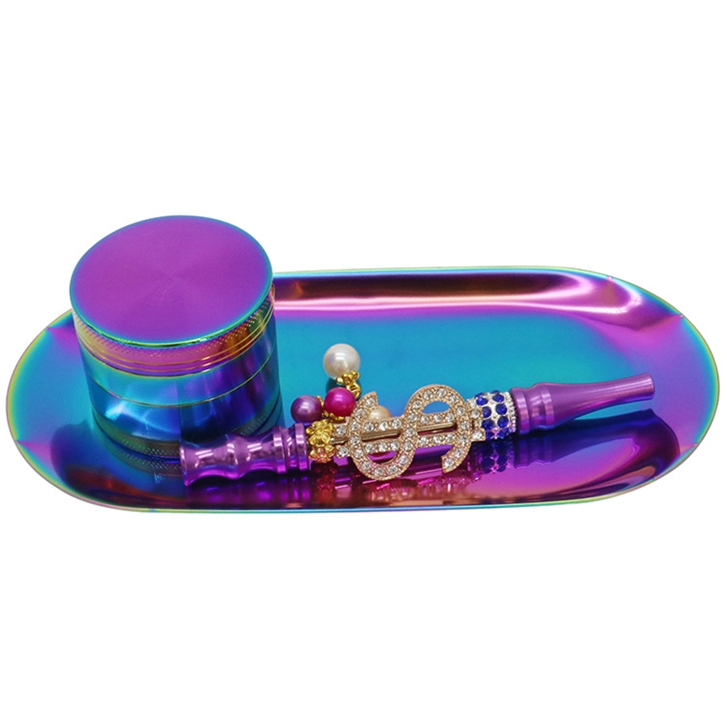 Multi Colors Herb Grinders Smoking Accessories With Tobacco Tray Smoke Tips OD 50MM 4 Layers Tobacco Tools For Glass Bongs Aluminum Alloy GR492