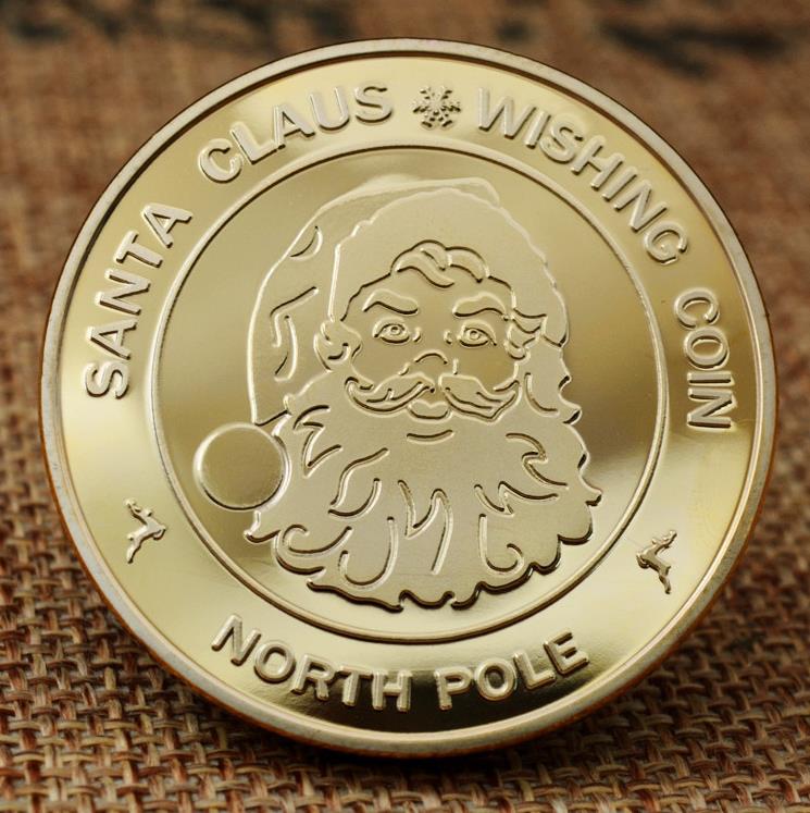 Merry Christmas Mima-Coin Noel Baba Dilek Para Kazanabilir Altın Kaplama Hediye Para North Pole Collection Hediye SN6808