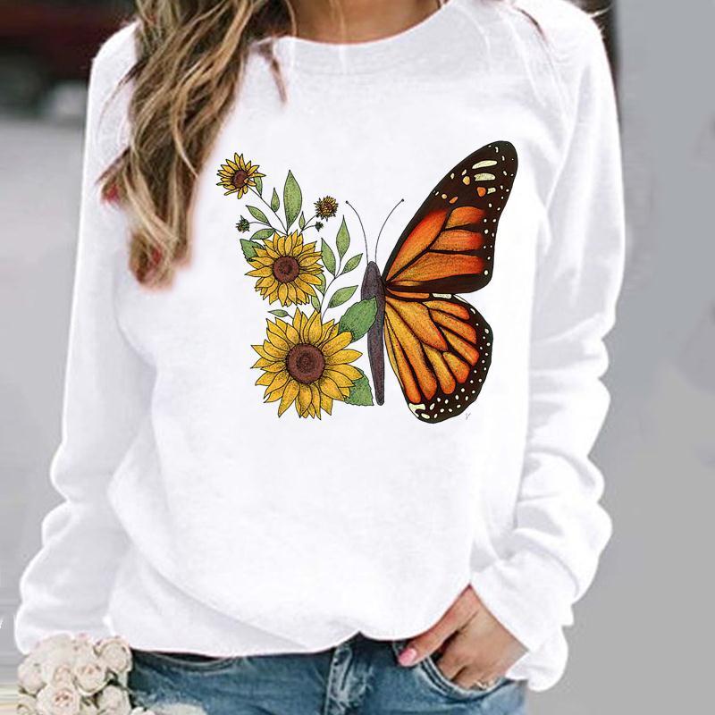 Moletons femininos moletons de camisolas Fluste Butterfly Lovely Womens Cloths Ladies Spring Autumn Winter Woman feminina O-Gobes Casual 220930