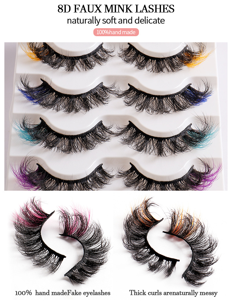 Tjock Curly Color False Eyelashes Messy Crisscross Hand Made ￥teranv￤ndbar flerskikt 3D Mink Fake Lashes Naturally Soft Livid Full Strip Lash 3 Models DHL