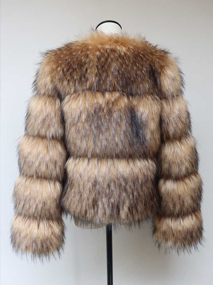 Damen Pelz Faux HJQJLJLS 2022 Winter Frauen Mode Waschbär Mantel Luxus Kurze Flauschige Jacke Oberbekleidung Fuzzy Mantel HKD230727