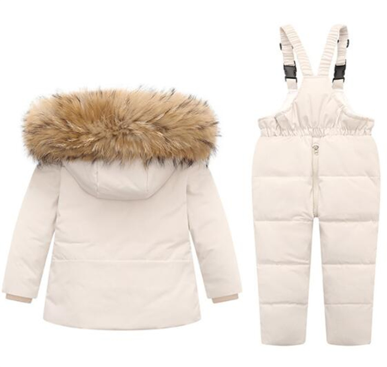 Set di abbigliamento bambini Ragazzo ragazza Bambino Vera pelliccia con cappuccio Parka Tuta Piumino invernale Caldo cappotto bambini Bambino Tuta da neve Neve Neonato Abbigliamento bambini