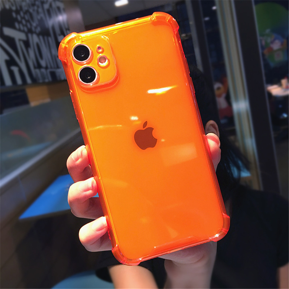 Transparent godisfärg stötfångare telefonfodral för iPhone 14 13 12 11 Pro X XR XS Max 7 8Plus se stötsäker klar mjuk TPU -omslag