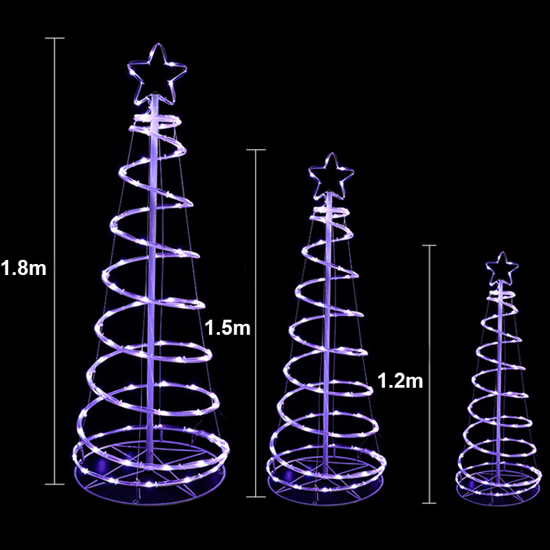 Full color Christmas String Light Spiral 1.2m/1.5m/1.8m Dream Color LED Tree lights Creative New Year Decoration USB remote control