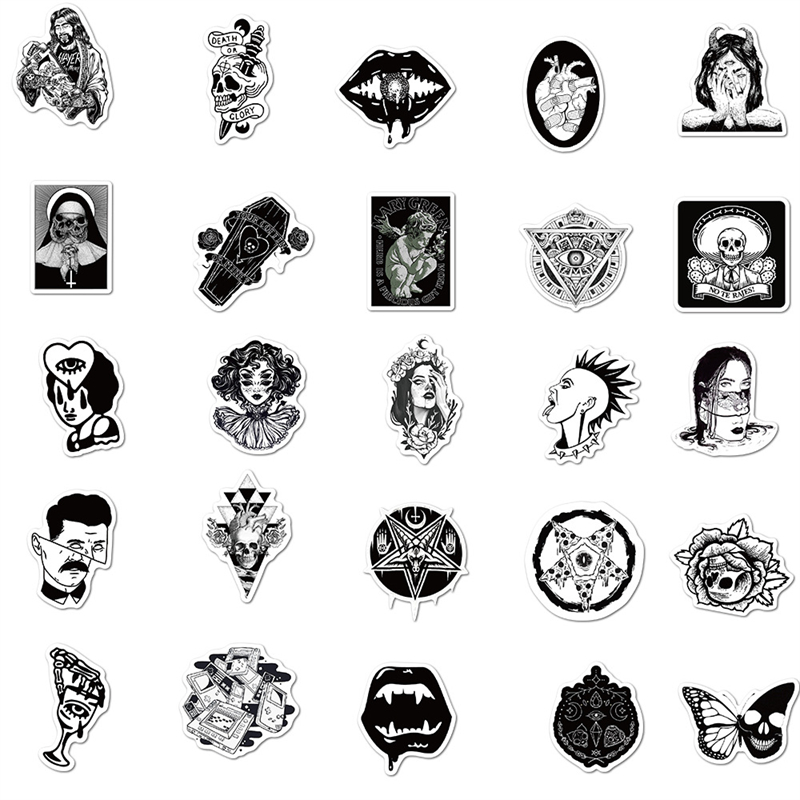 Gothic Stickers Vinyl Waterproof Dark Graffiti Patch Decal Horror Skeleton Anime Stickers for Water Bottle