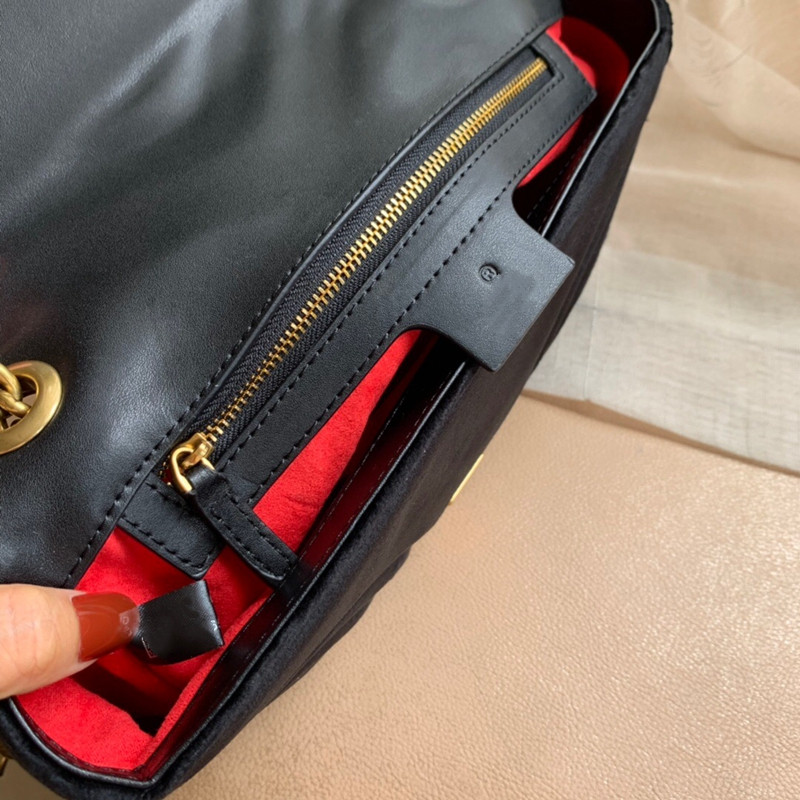 Designer-Marmont 벨벳 가방 핸드백 여성 유명 브랜드 숄더백 디자이너 럭셔리 핸드백 지갑 체인 패션 크로스 바디 백 클래식 하트 자수 로고