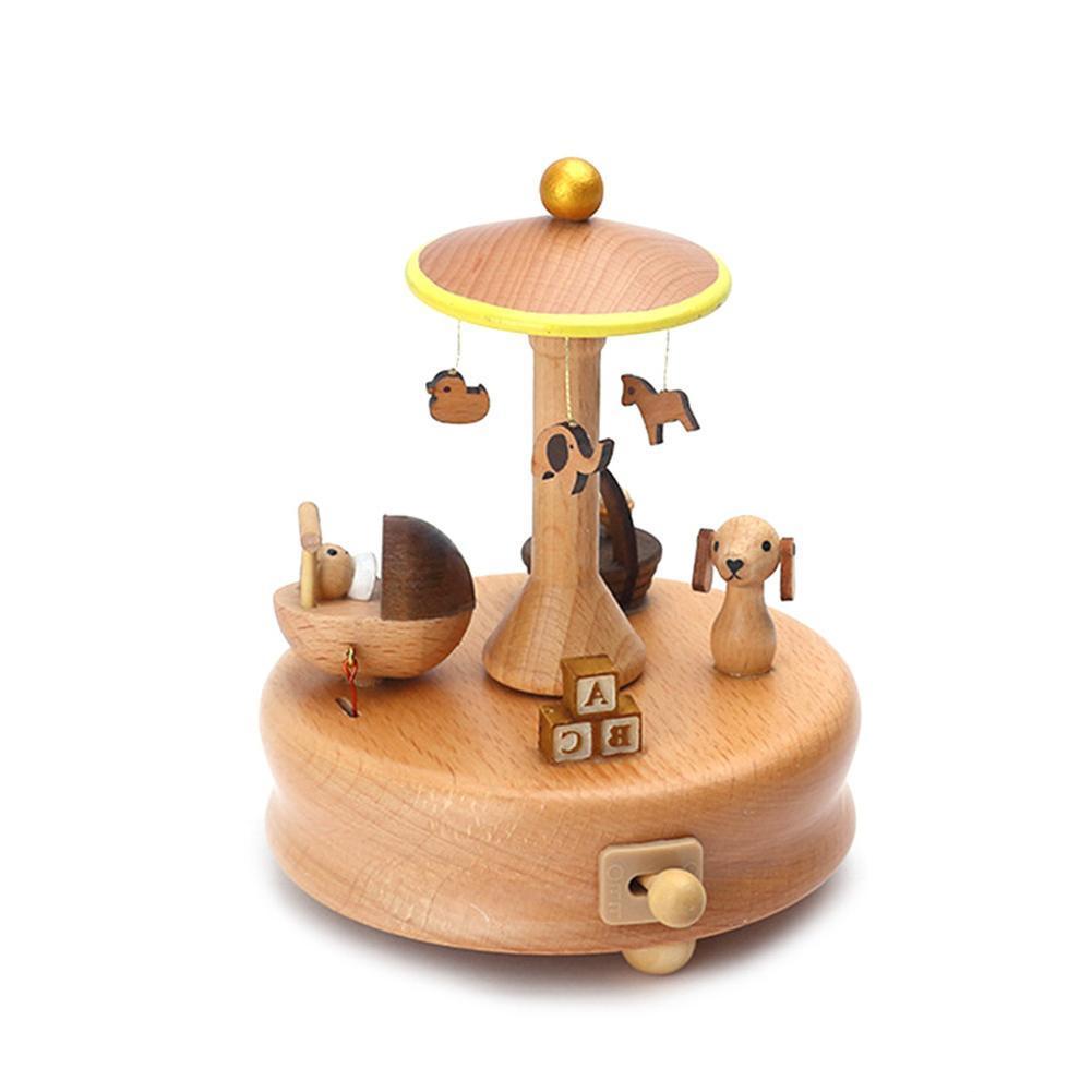 Dekorativa föremål Figurer Innovativa Ferris Wheel Birthday Cake Shaped Wood Music Box Toy Decoration Söt Julklapp till barn 220930