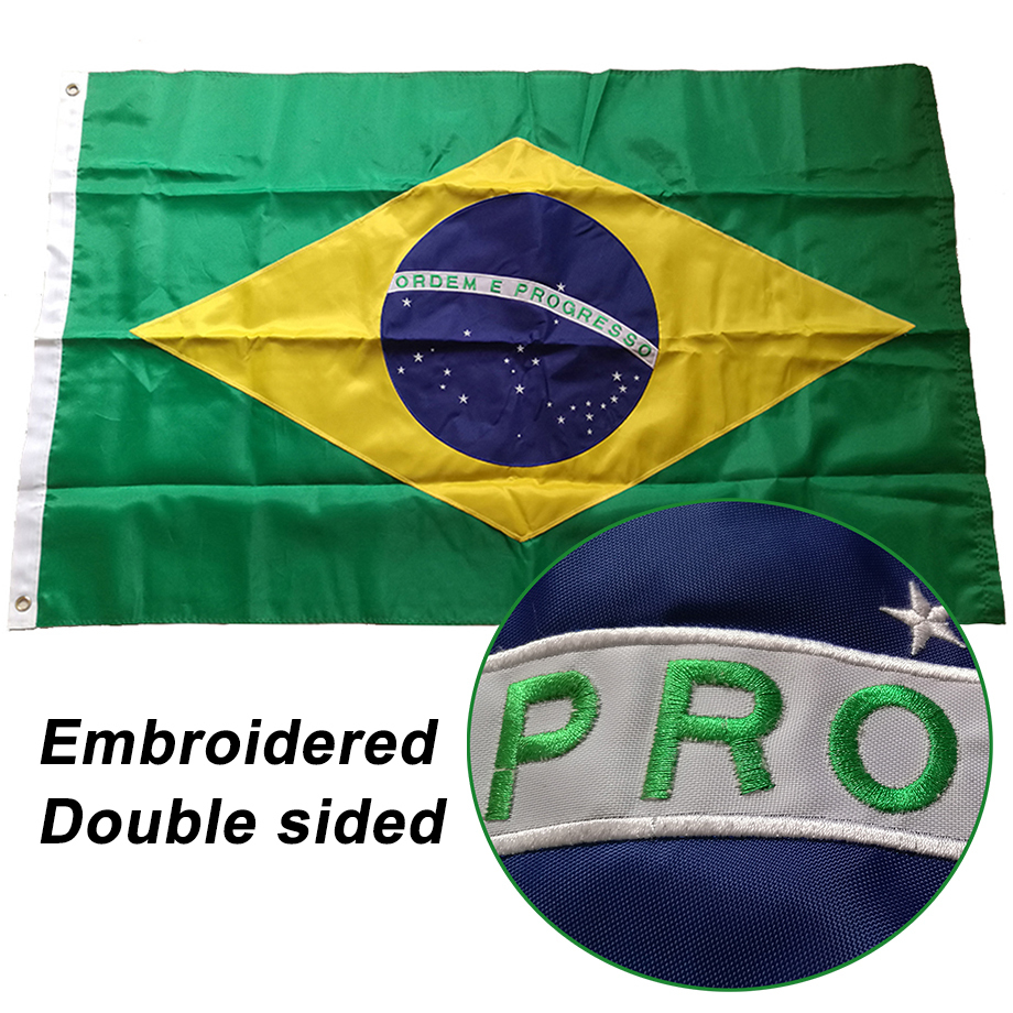 BANNER FLAGERS doppiamente ricamato dal Brasile Brasile Brasile Brasile Nazionale Brasiliano Country Oxford Fabric Nylon 3x5ft 2209308388095