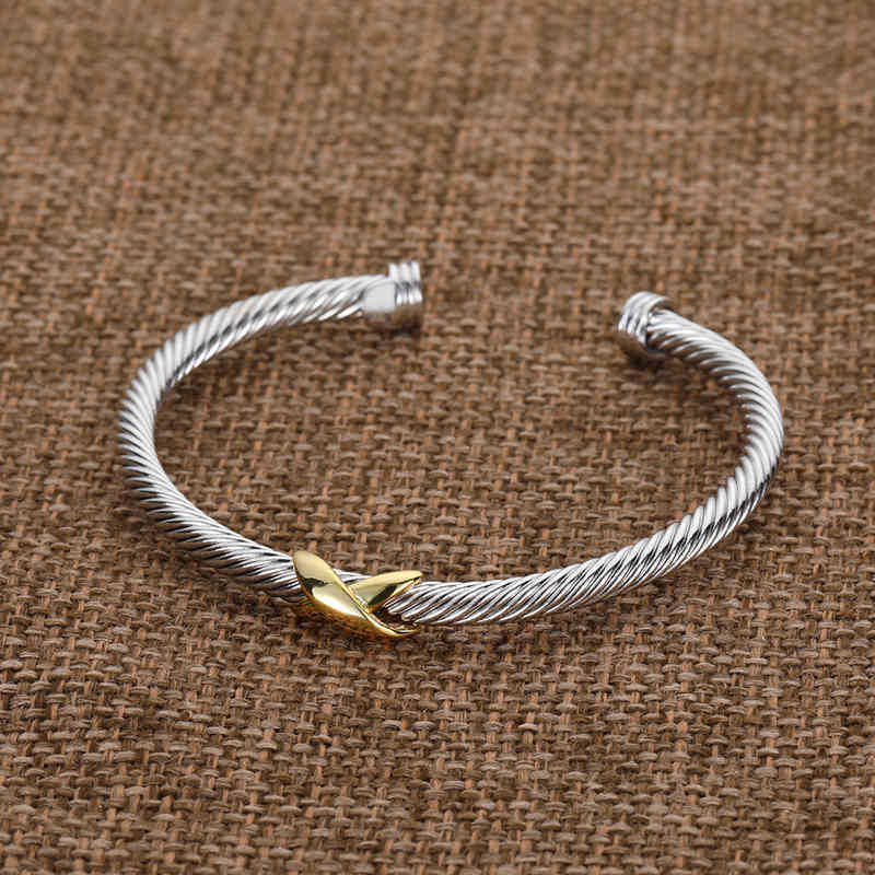 Cross Silver Designer Gold Braided Charm Fashion Bracelet Bijoux Bracelets Bangle Cuff Ed X 925 Zircon Luxury Anniversaire256Z