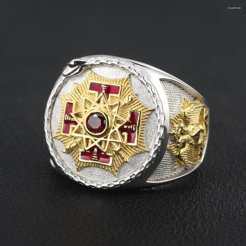 Bagues de cluster Souverain Grand Inspecteur Général 33 Degrés Maçonnique Bague en Argent Sterling189W