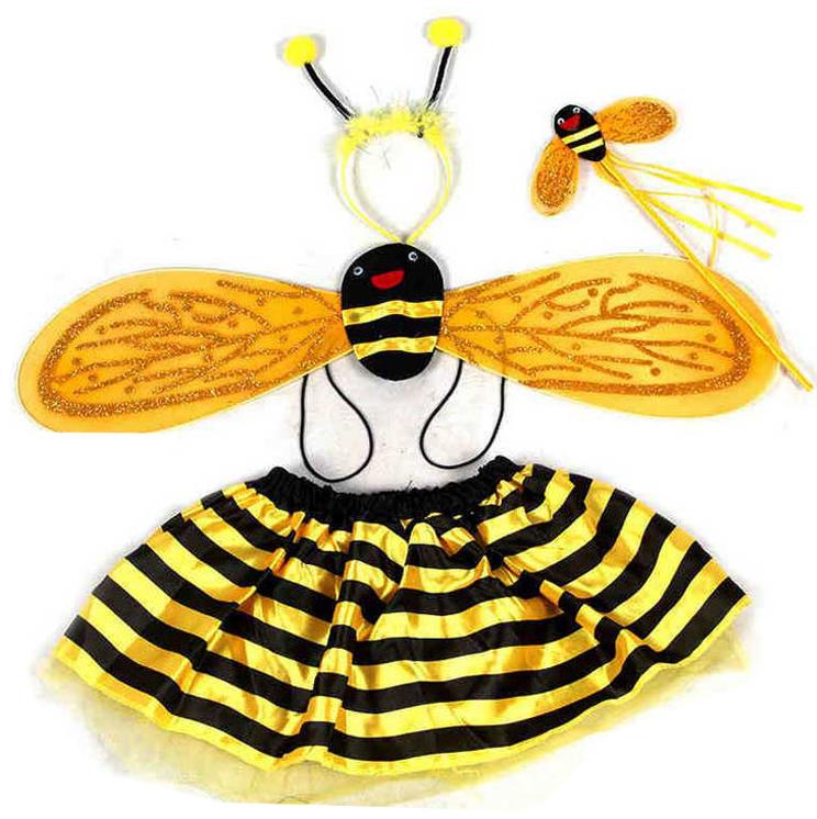 Feestbenodigdheden Kids Fairy Ladybug Bee Wing Kostuumset Fancy Dress Cosplay Wings Wings Tutu Rok Wand Band Girl Boy Event Kerstpodium Performance SN4921