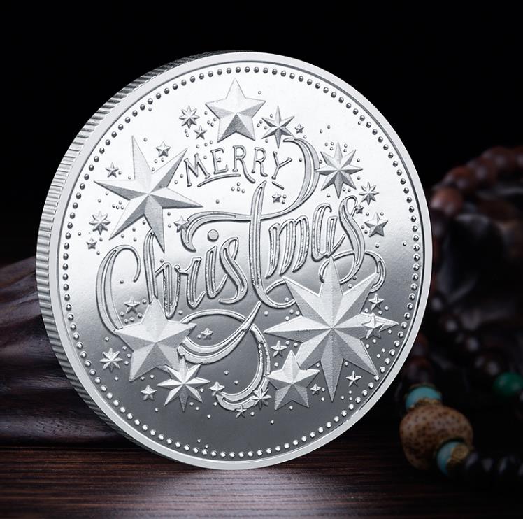 Christmas Commemorative Coin Party Favors Personality Cartoon Santa Claus Medal Collection Craft Gift 40MM SN4926