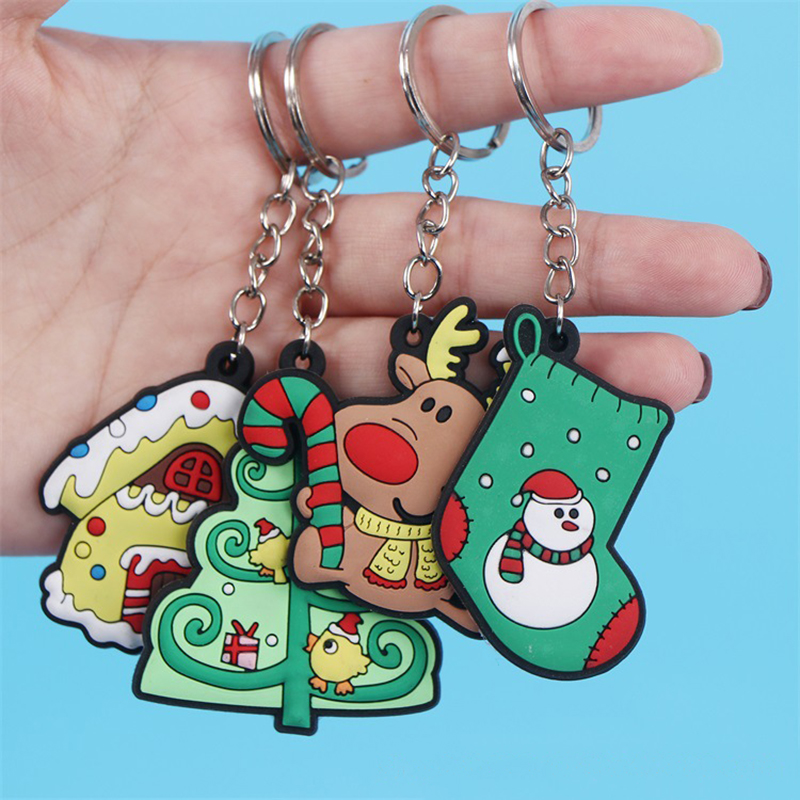 Cartoon PVC Christmas Christmas Keychain For Couples Festive Luggage Decoration And XMAS Gift