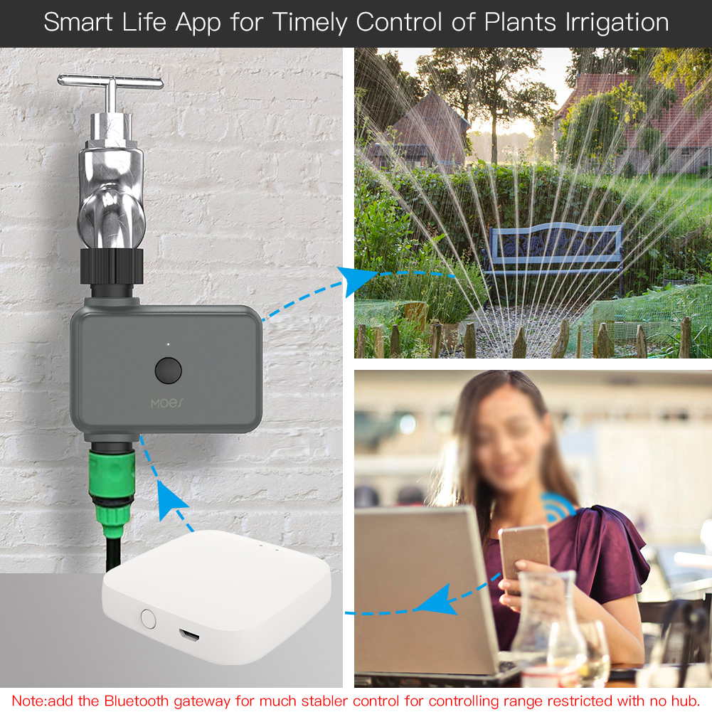 Équipements d'arrosage Intelligent Tuya APP BT Minuterie d'eau Retard de pluie Irrigation programmable Compatible avec Alexa Google Home Voice Control 220930