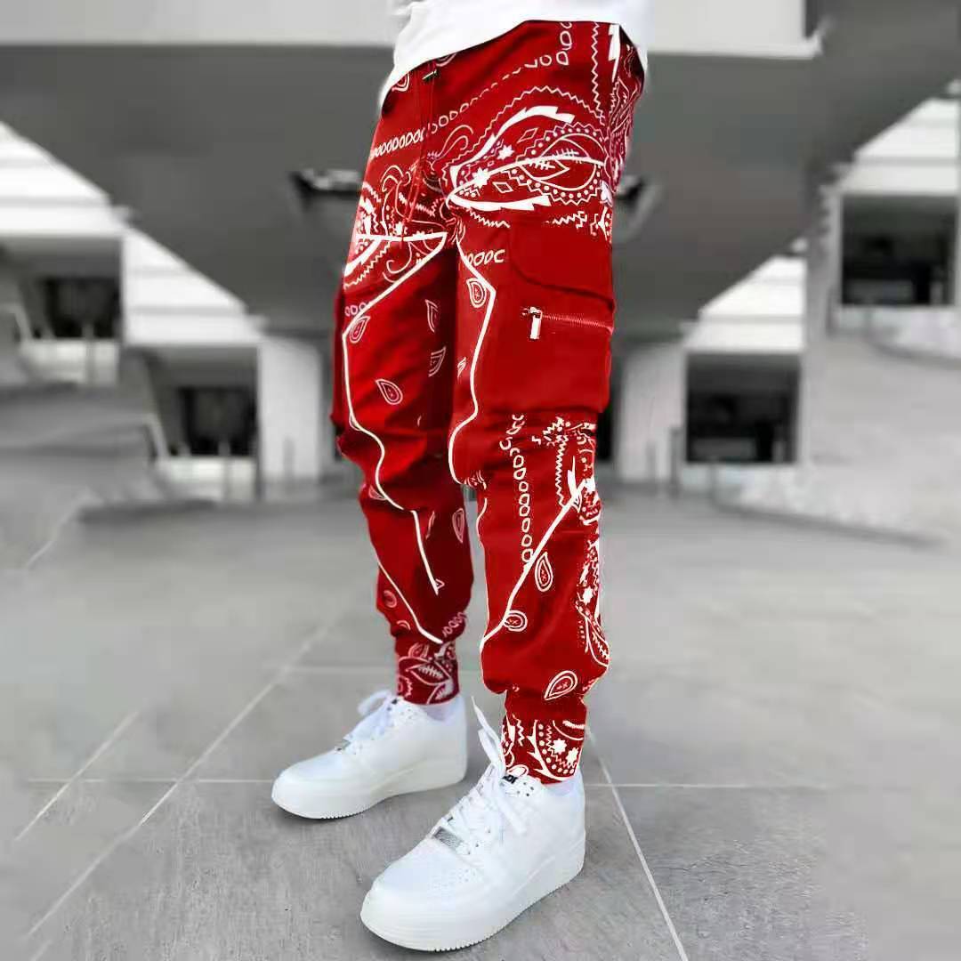 Men's Pants Rainbowtouches Cargo Sweatpants Mens Zip Pocket Men Bandana Pattern Fabric Running Trousers 220930