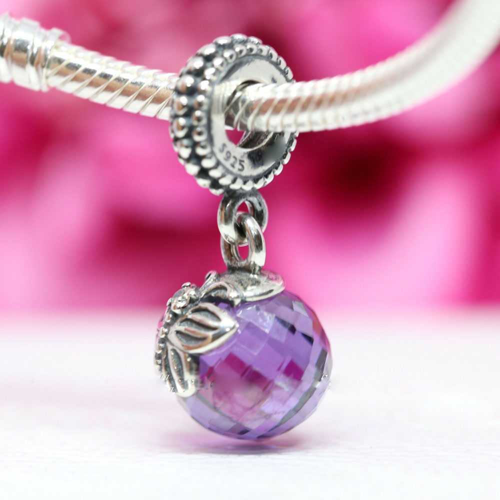 925 Sterling Silver Purple Morning Butterfly Dangle Charm Bead Fits European Pandora Style Jewel Charm Armband