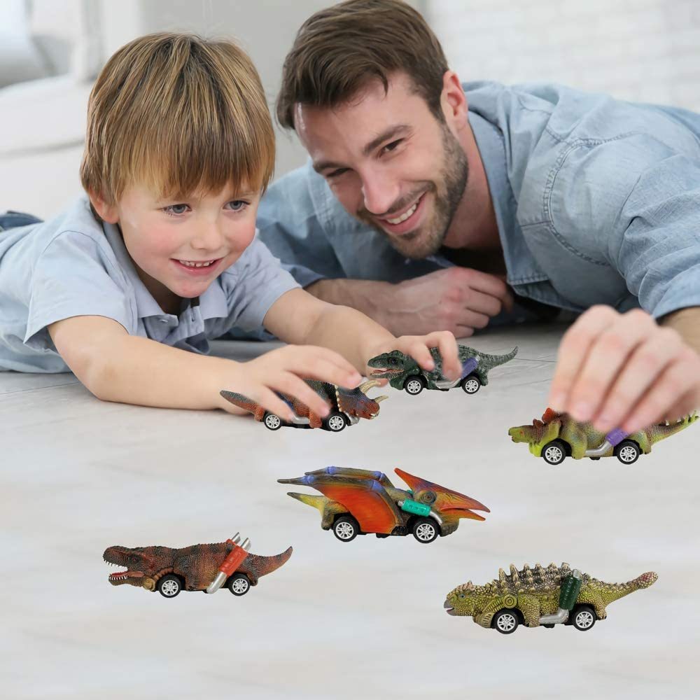 Diecast Model Auto 's Pull Dinosaur Toys 6 Pack Roadster Party Gunsten Games Dino Cadeau voor kinderen 220930