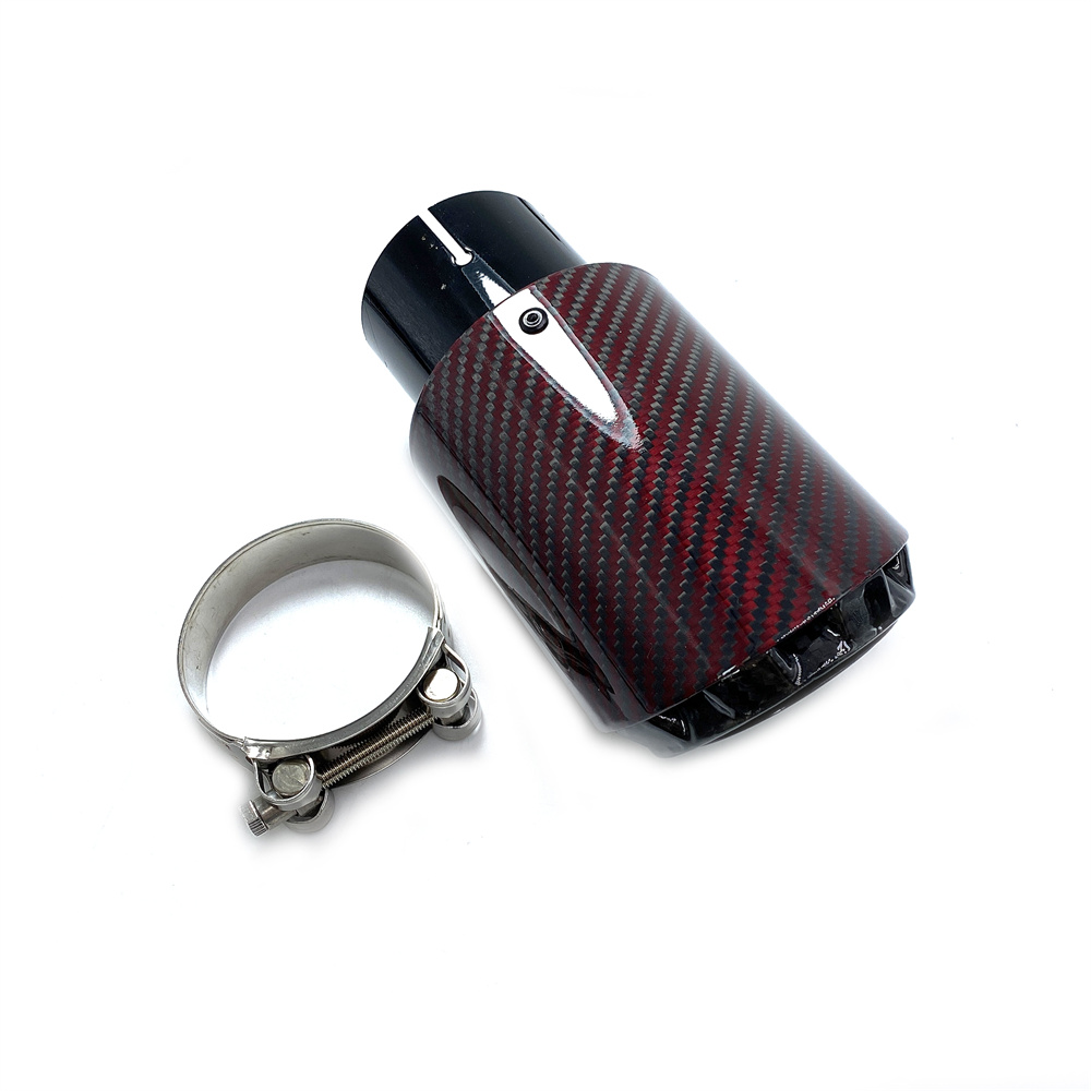 3 layer Mufflers Tip Plum Pattern Glossy Carbon Fiber Car Universal Stainless Black Exhaust Pipe Nozzle For Ak