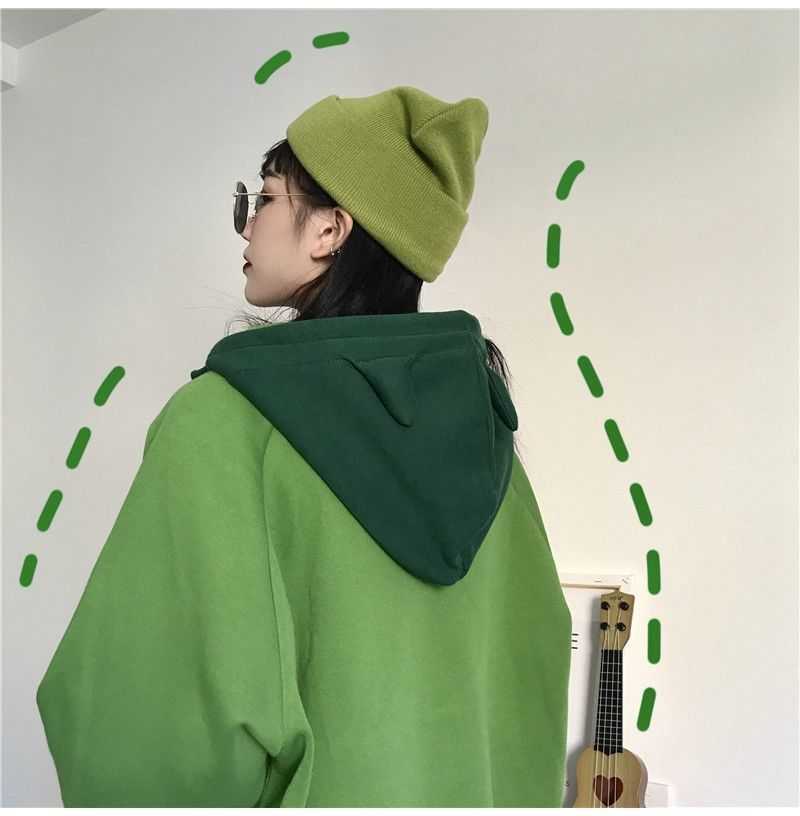 Felpe con cappuccio da donna Felpe con cappuccio HOUZHOU Harajuku Frog Alt Aesthetic Streetwear Donna Anime Manica lunga oversize Kawaii Pullover carino Top verde Ragazze T220929